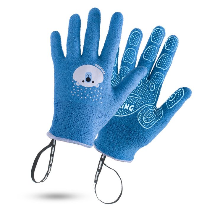 Gant de jardinage hiver enfant bleu, PROSPER l'ours polaire